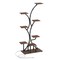 Brown - Black Corner Plant Stand with Grow Lights Tall Metal Rack